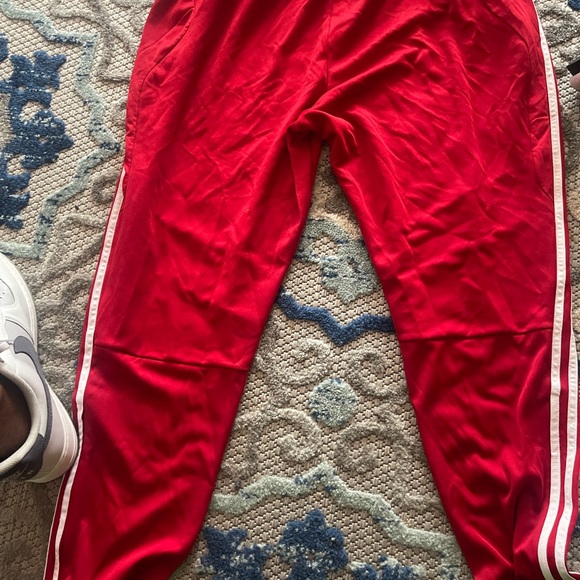 Adidas Scarlet Joggers with Ivory Stripes - Picture 3 of 3